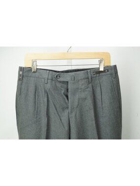 PT01 Glam Light Gray Flannel Stretch Wool Blend Mens Dress Pant 48 EU BRAND NEW